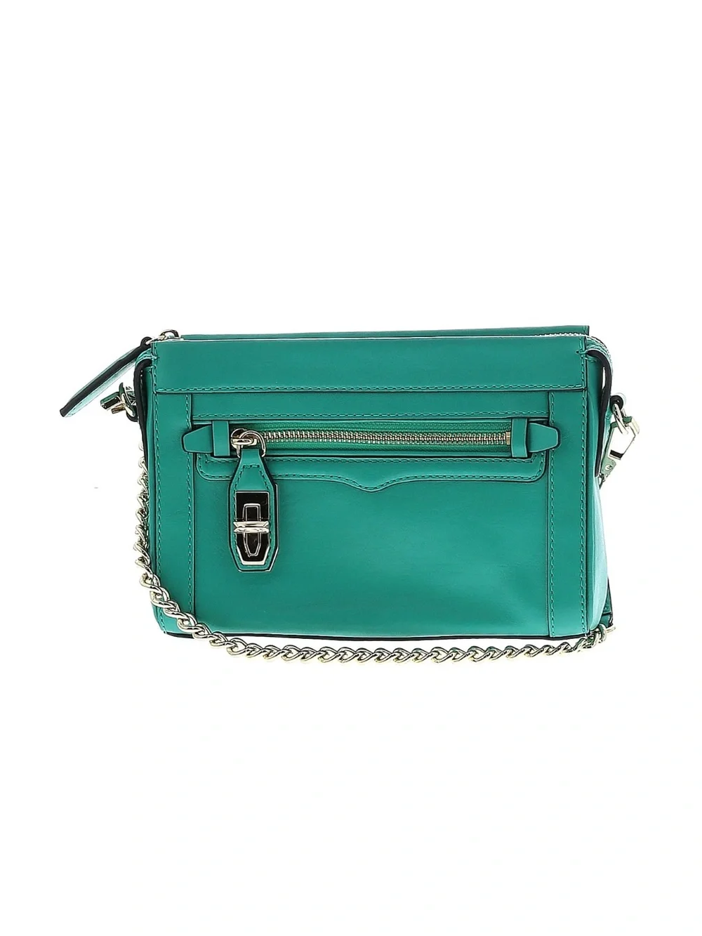 Rebecca Minkoff Teal Leather Crossbody Silver Chain Strap